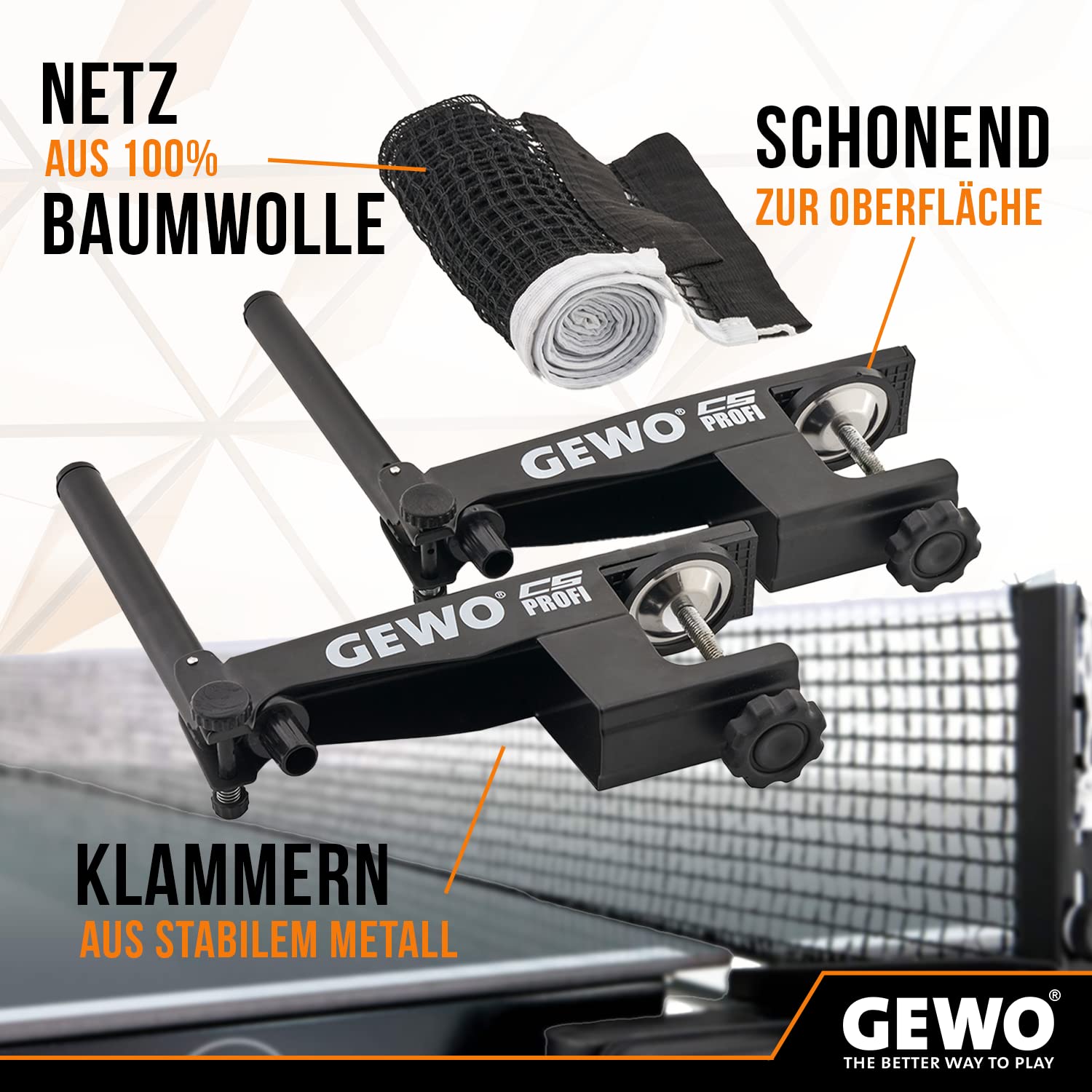 GEWO CS Profi Tischtennisnetz schwarz 183 cm ITTF