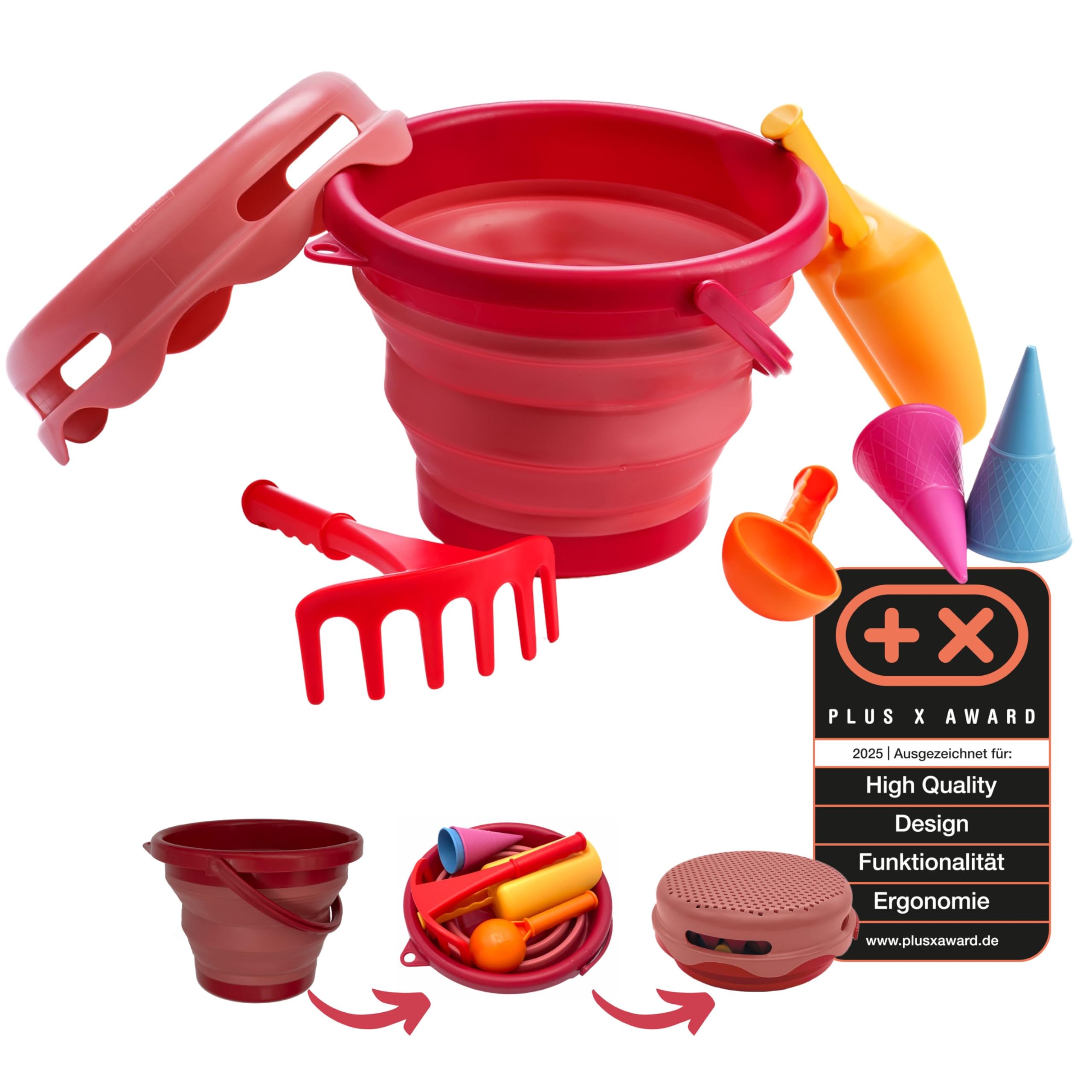 Schildkröt Outdoor 7in1 Sandspielzeug Blau 3L Falteimer