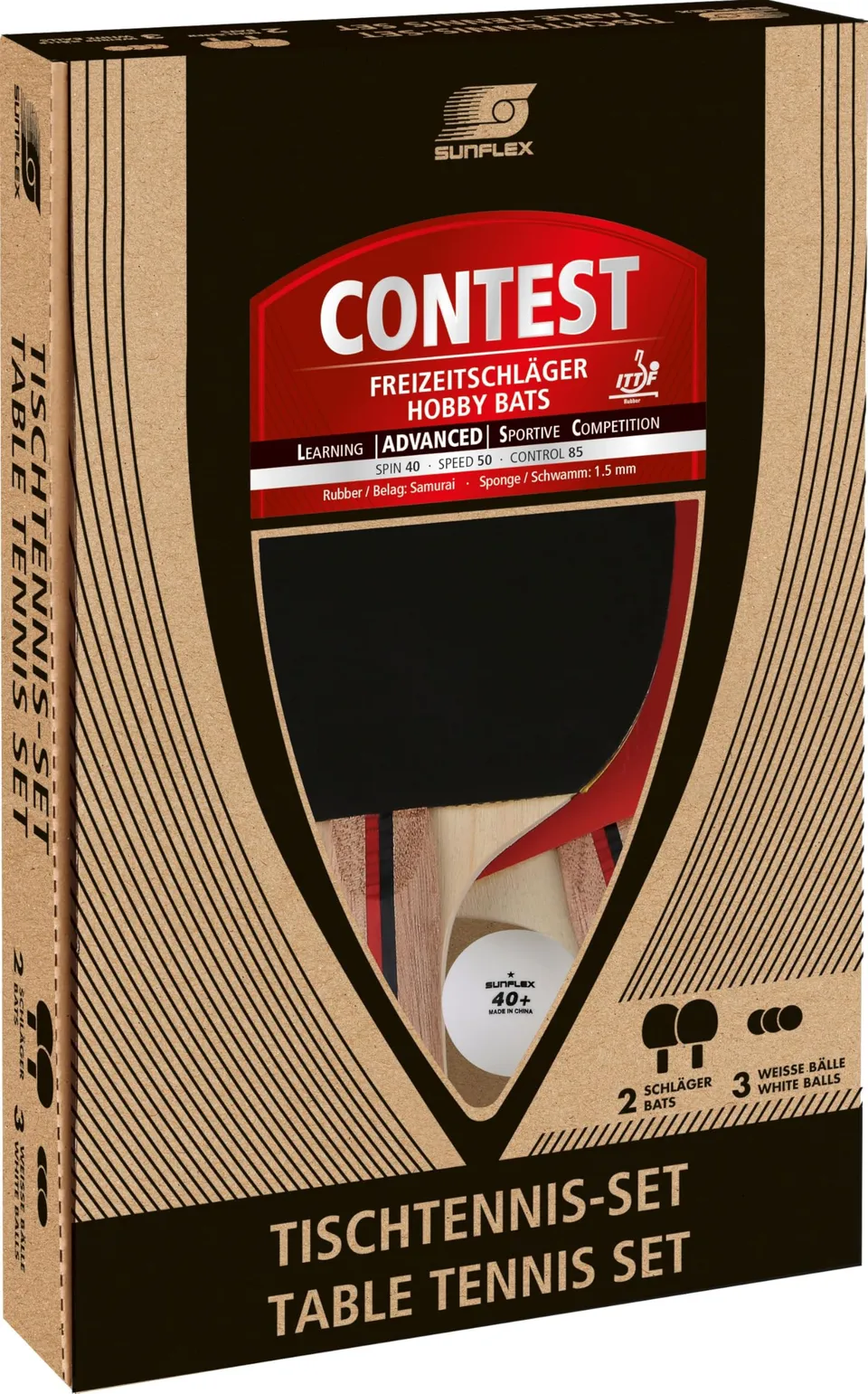 sunflex Prime Contest Set 2 Schläger + 3 Bälle