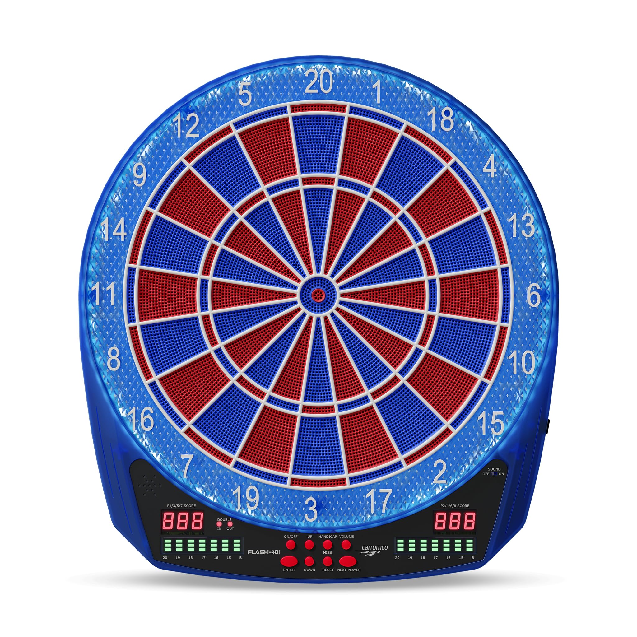 Carromco Flash-401 E-Dartboard LED 35 Spiele 1-8 Spieler
