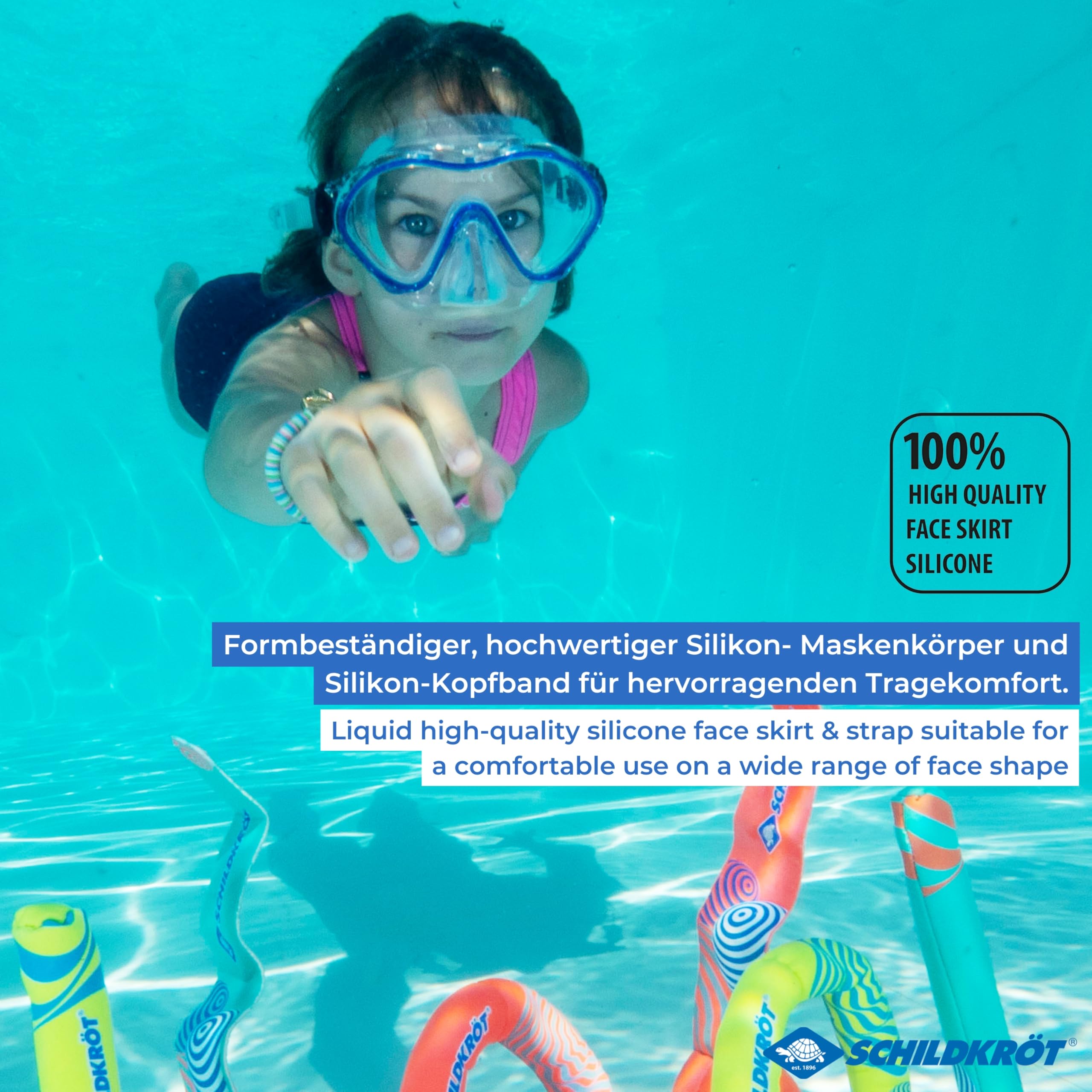 Schildkröt Tahiti Junior Tauchmaske Silikon Blau ab 4 Jahren