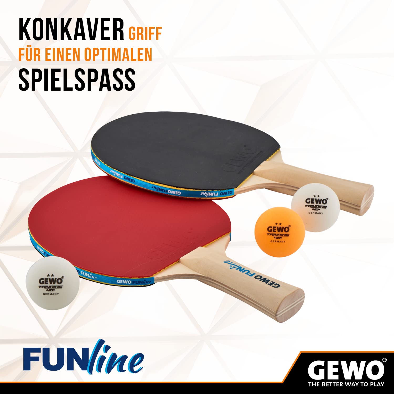 GEWO Fun Tischtennisset 2 Schläger 3 Bälle Tasche Hobby