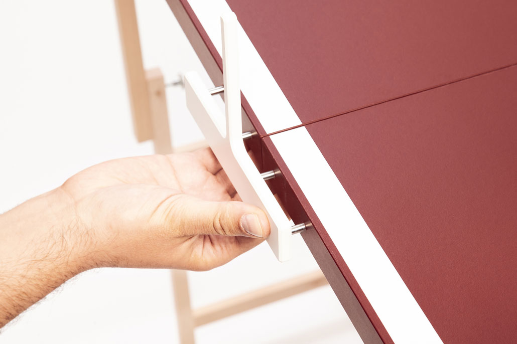 DISH TENNIS Farbige Tische Burgundy Tischtennistisch