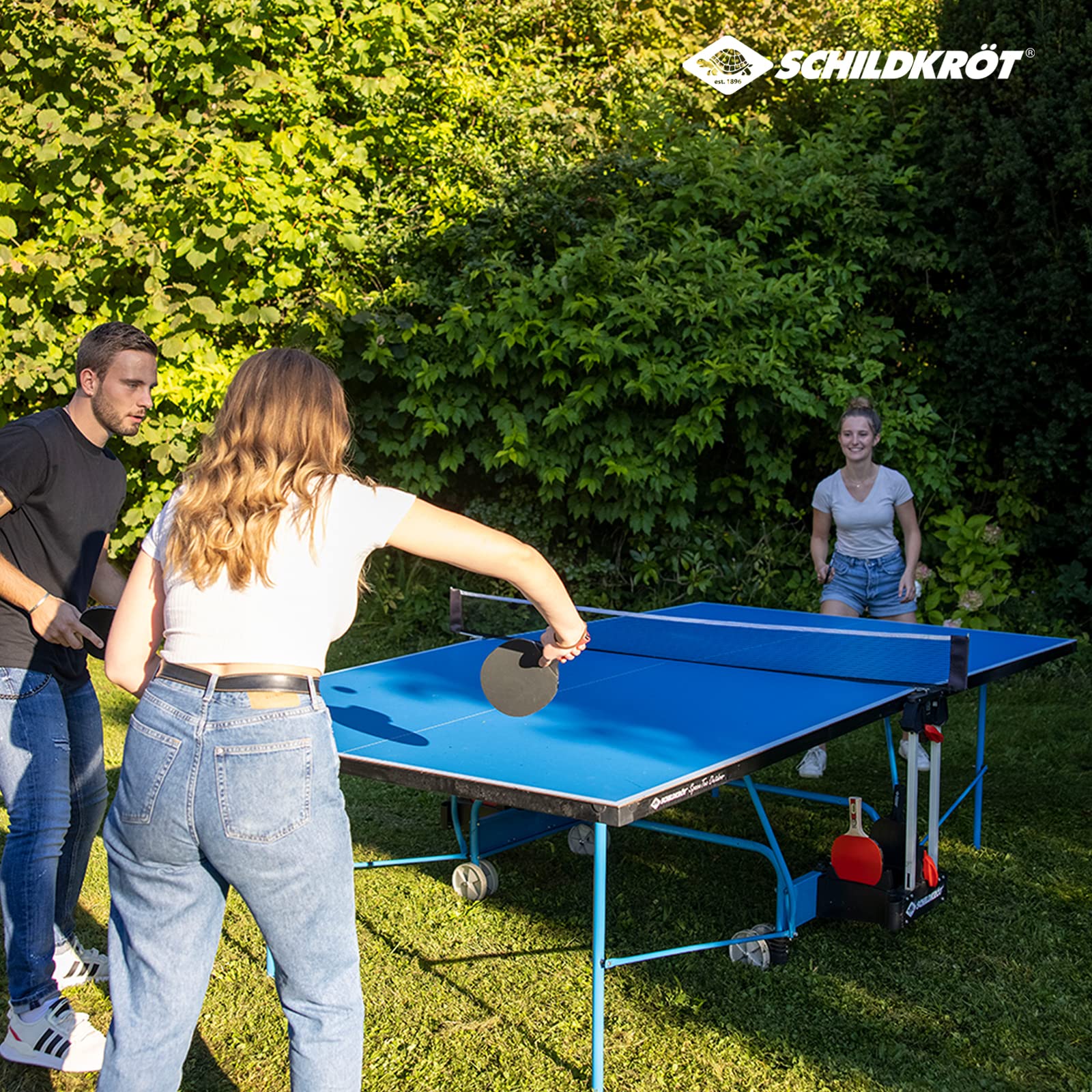 Schildkröt Space Tec Outdoor Tischtennisplatte blau klappbar