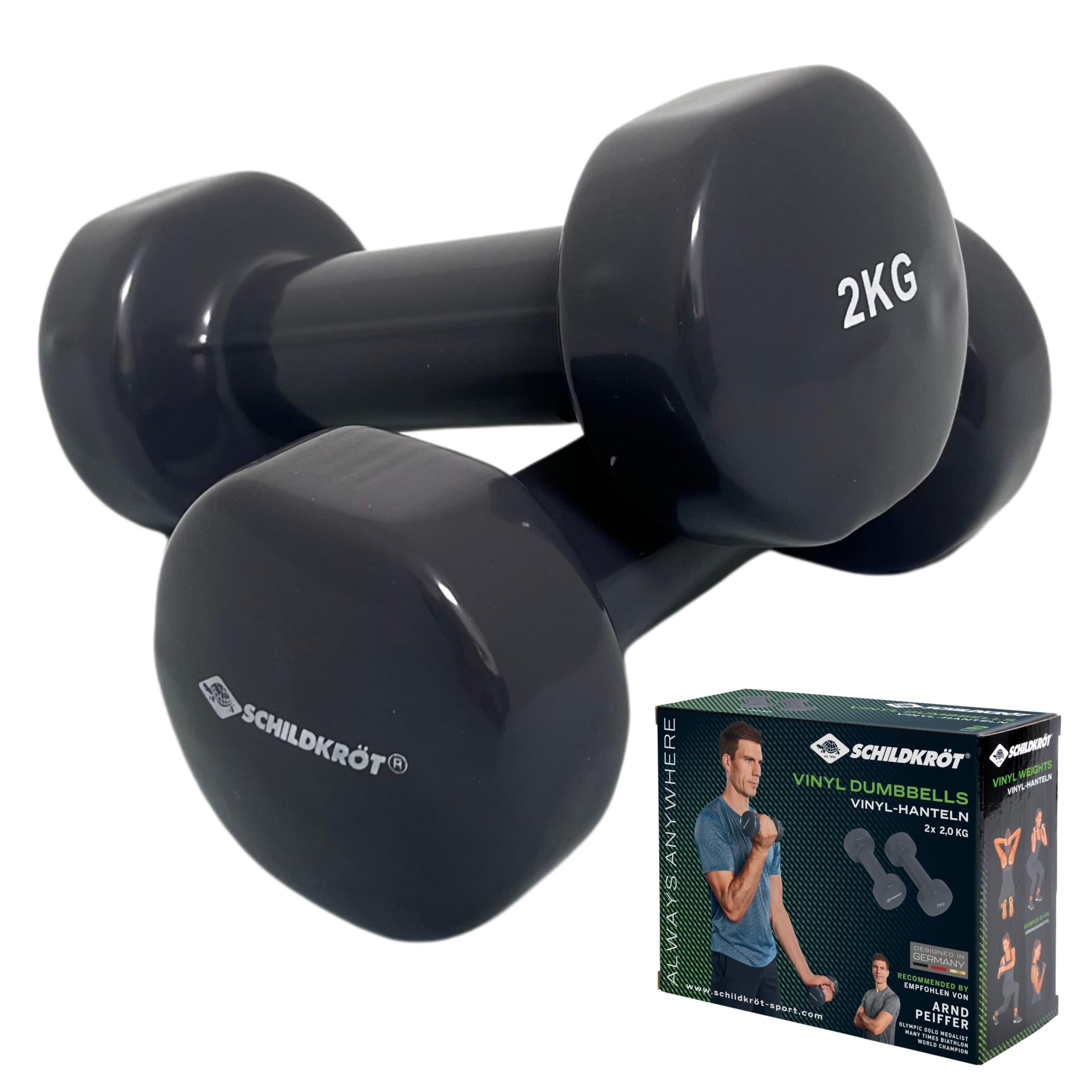 Schildkröt Outdoor Vinyl Hanteln 2x 2,0kg Set Anthrazit