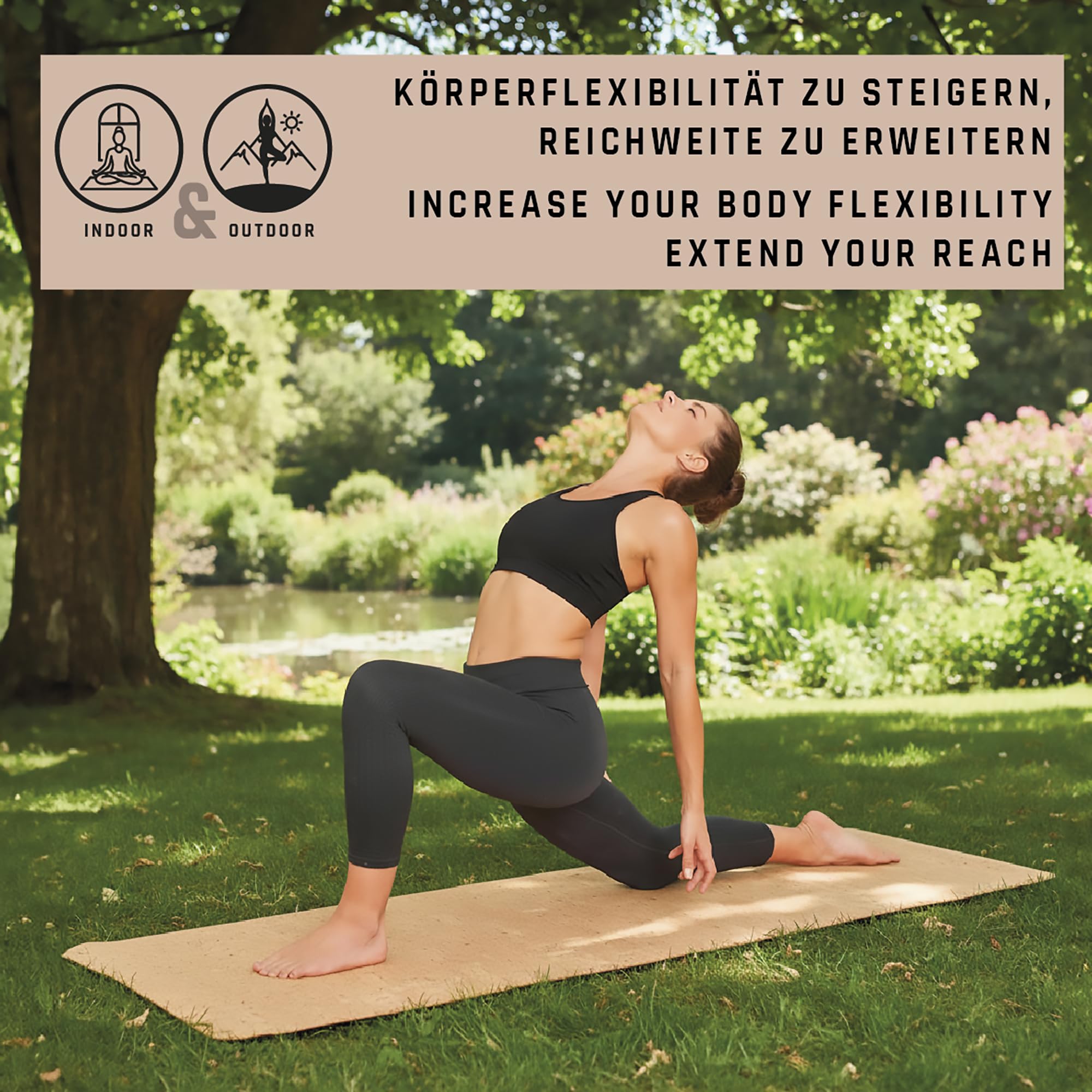 Schildkröt Outdoor Yogamatte Kork 4mm mit Gurt