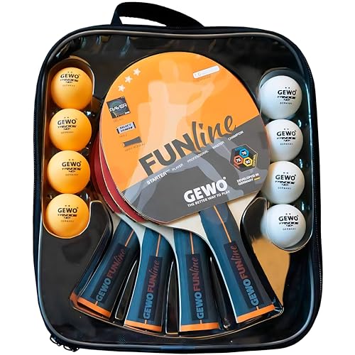 GEWO Player Tischtennisschläger Set 4 Schläger 8 Bälle
