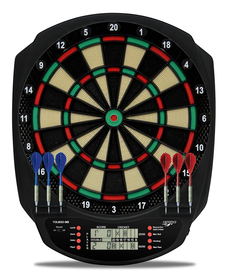 Carromco Toledo-301 E-Dartscheibe LCD für 8 Spieler Cricket