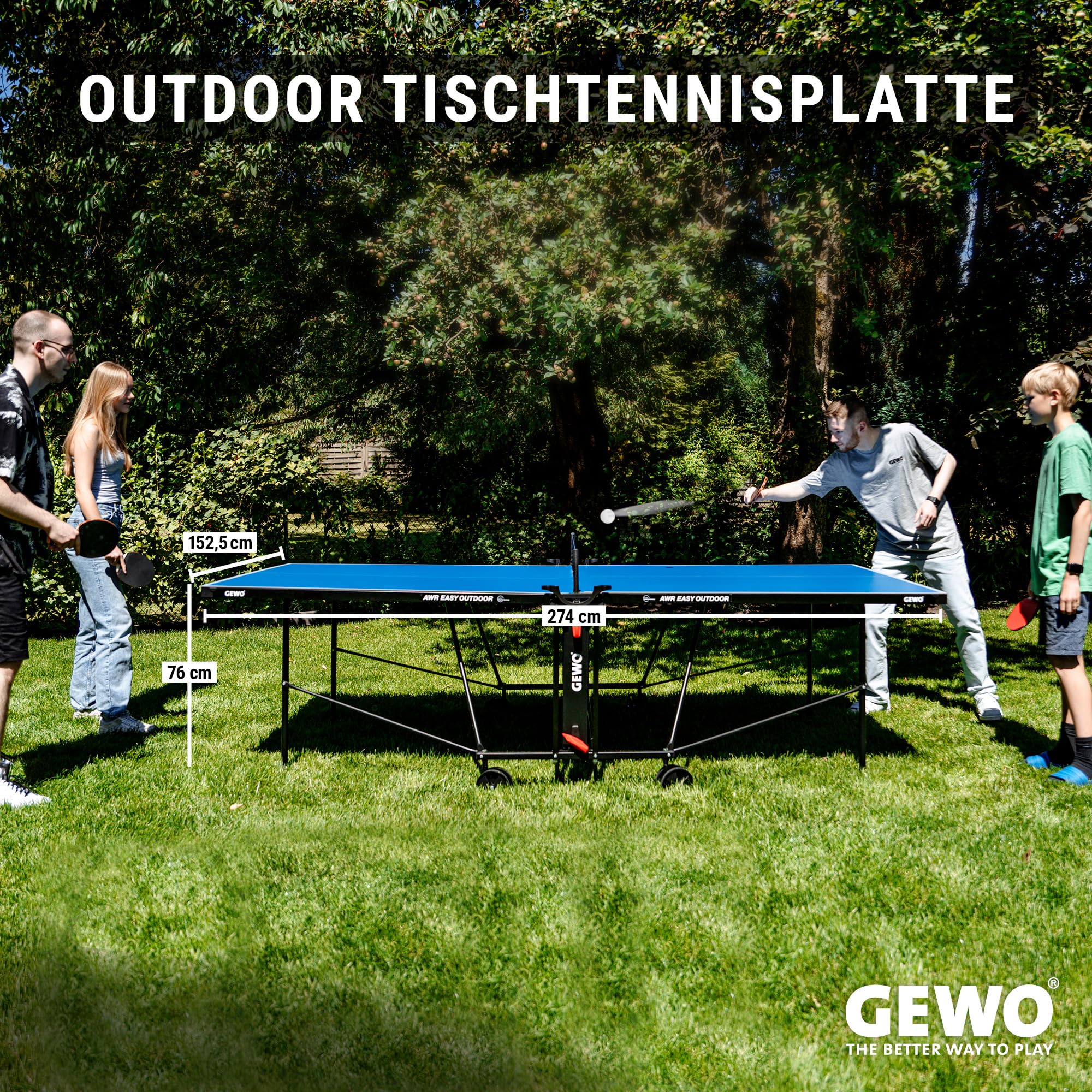GEWO AWR Easy Outdoor Tischtennisplatte Klappbar Wetterfest Set