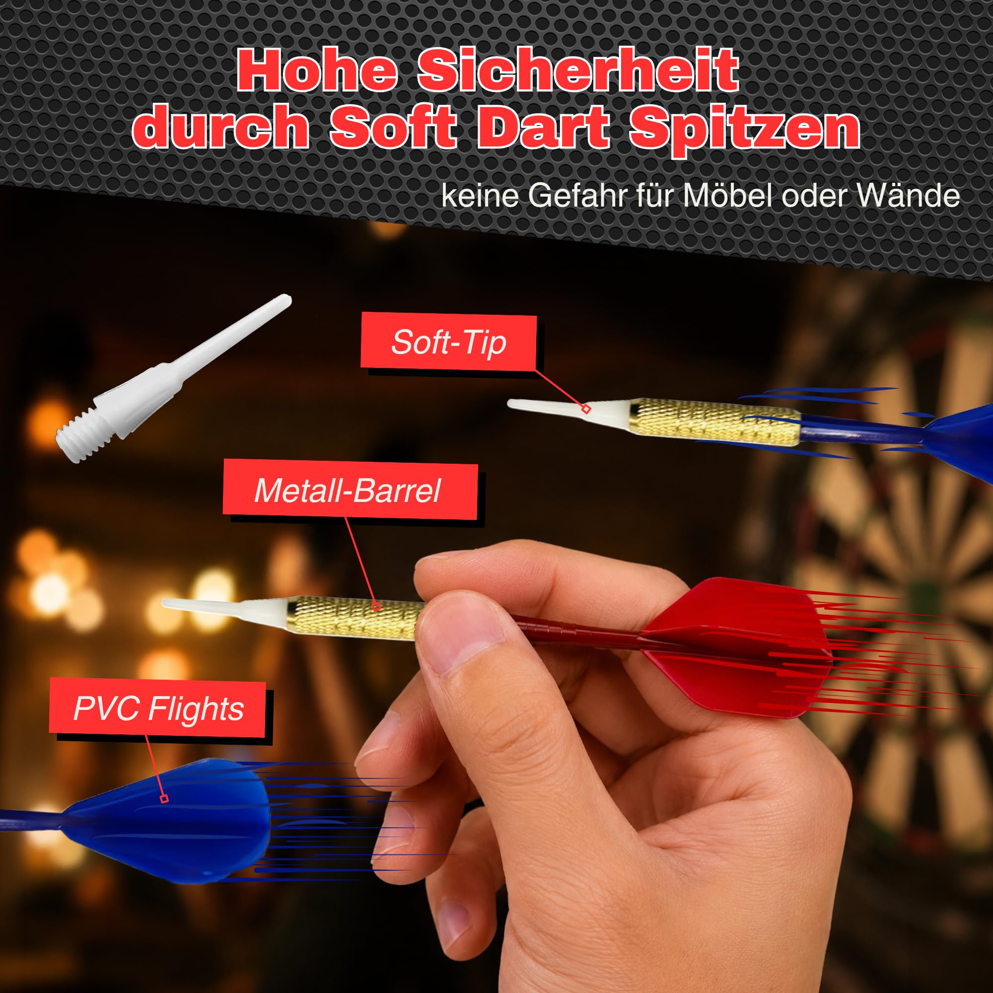 Carromco Striker-401 E-Dartscheibe 8 Spieler 34 Spiele