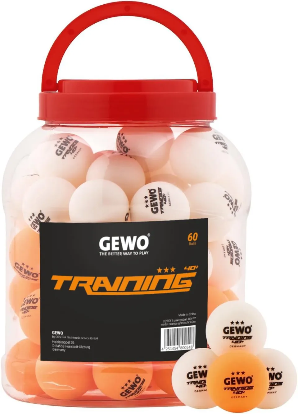 GEWO Ultra SLP Tischtennisbälle 40+ 60er orange weiß