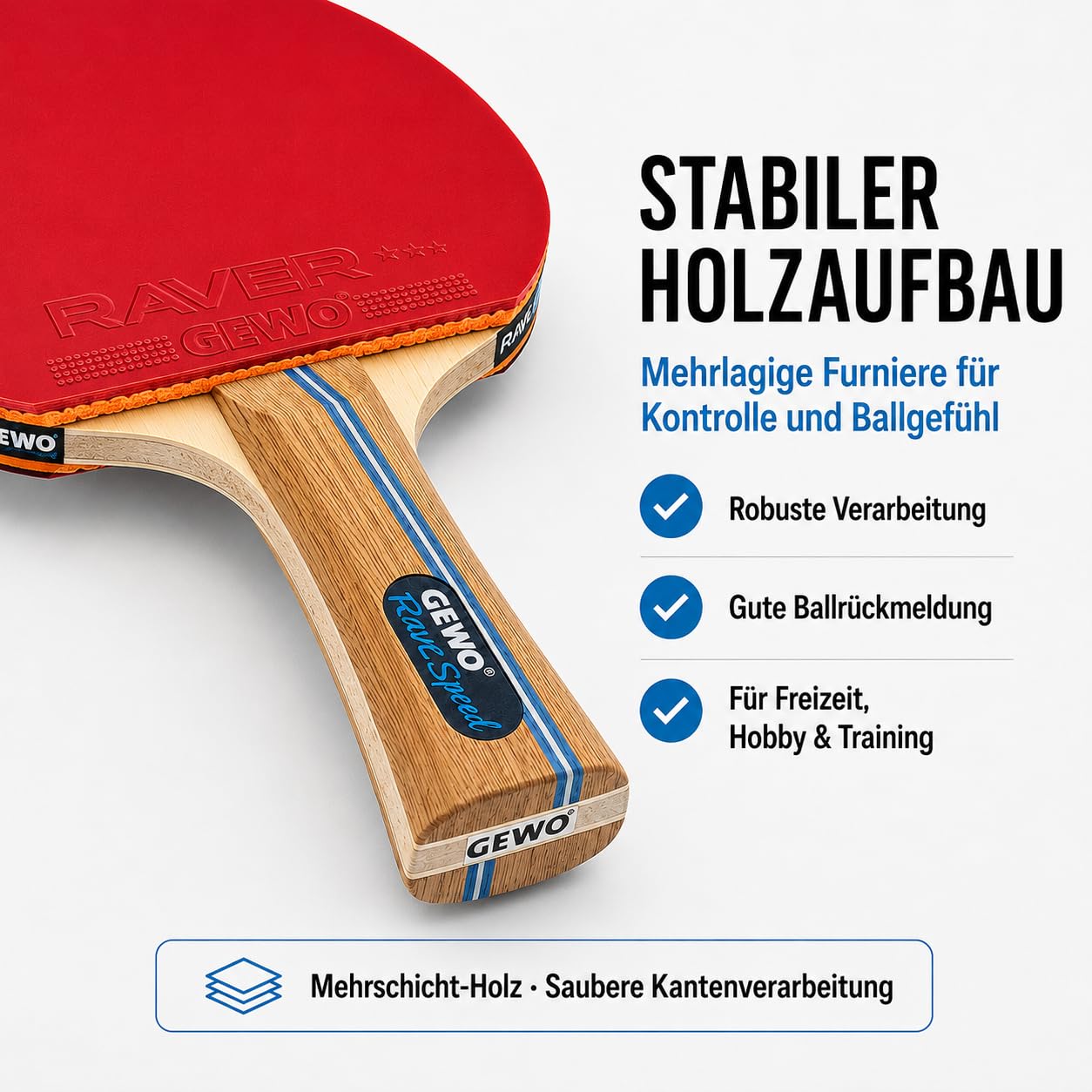 Gewo Player Rave Speed Tischtennisschläger Set 2+3
