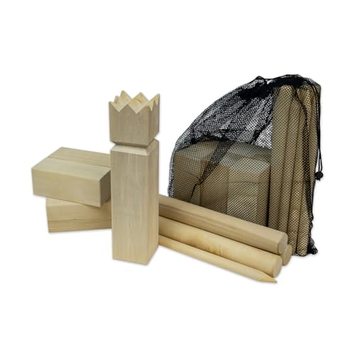 Carromco Kubb Wikingerschach Set Birkenholz mit Tasche