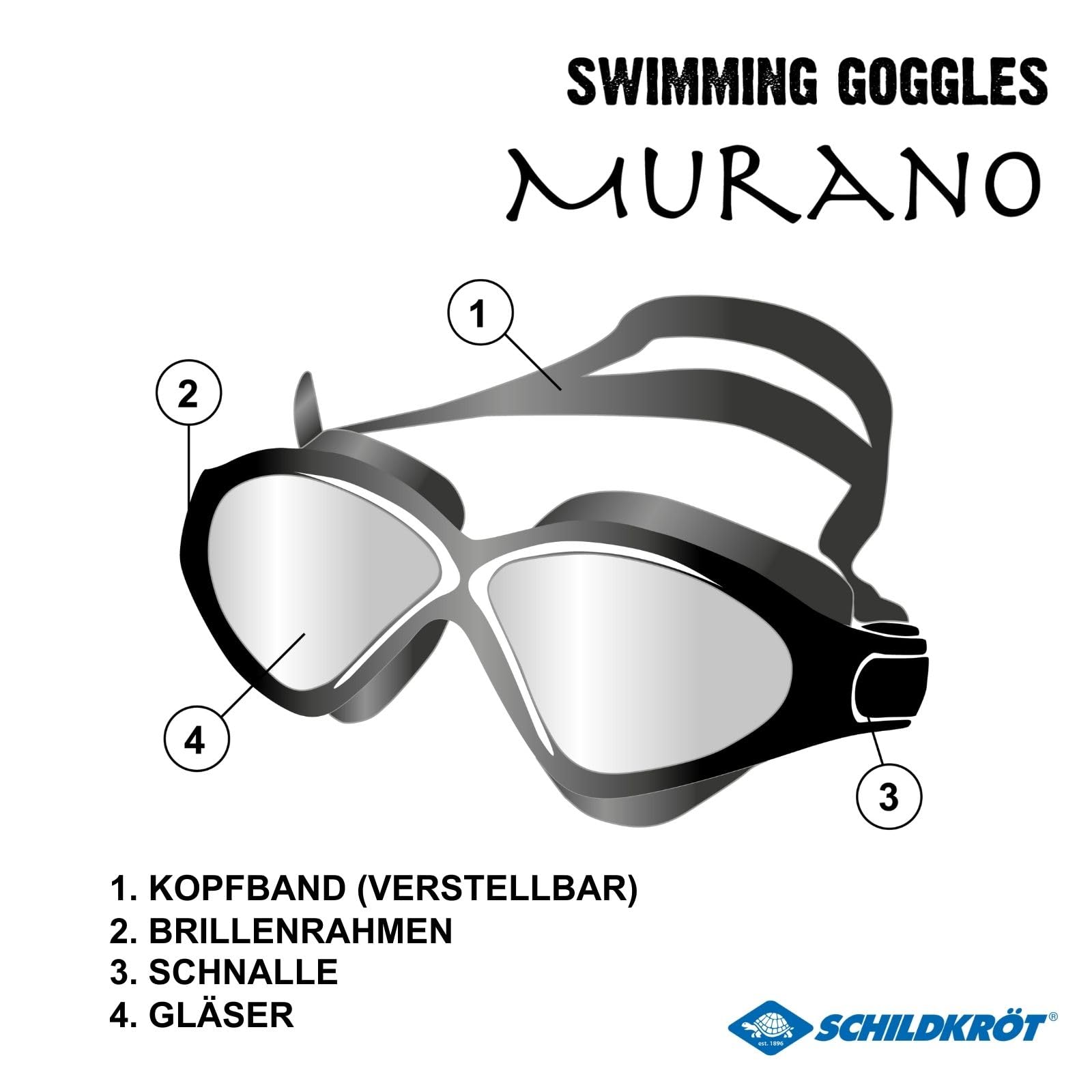 Schildkröt Murano Schwimmbrille Erwachsene UV Anti-Fog