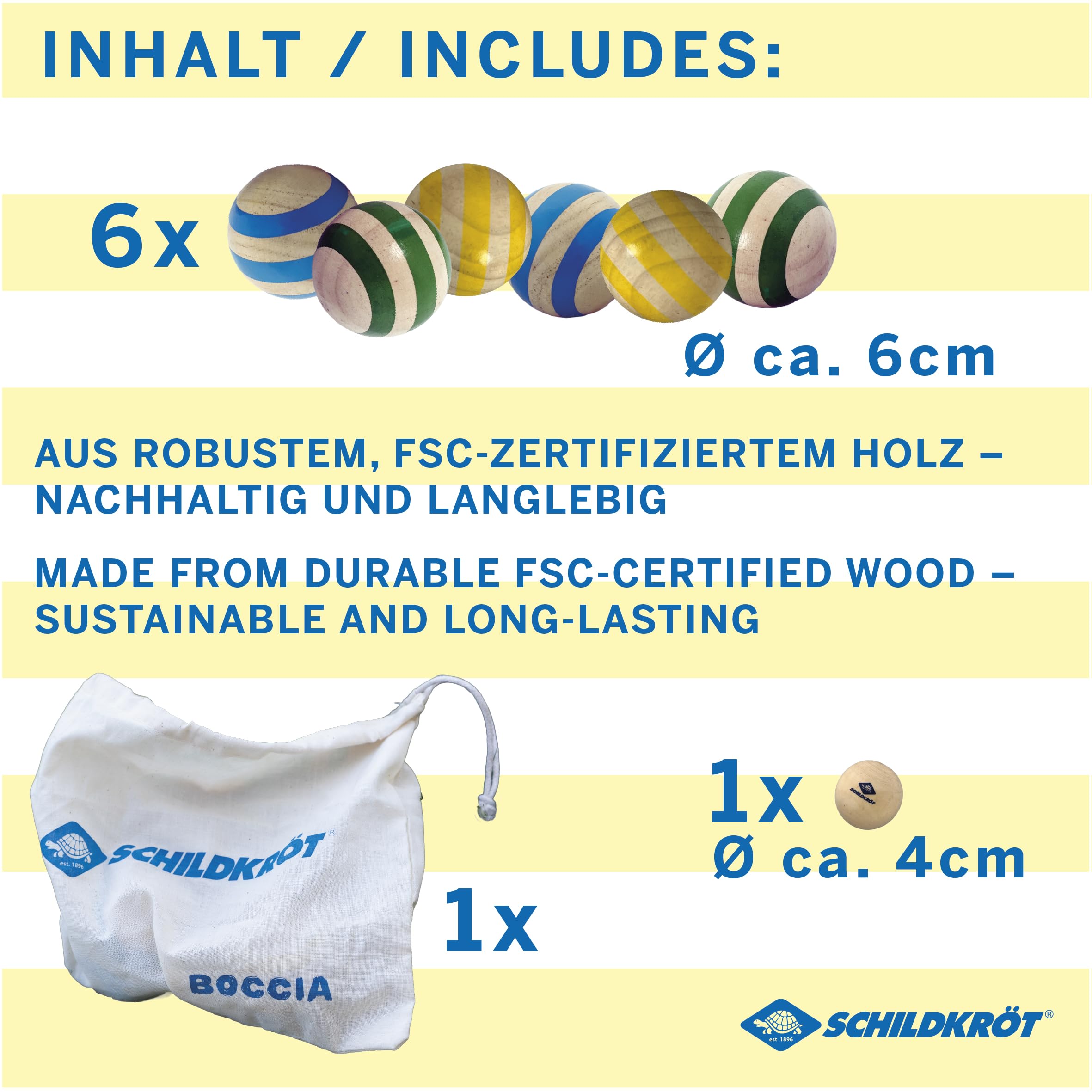 Schildkröt Boccia-Set Holz 6 Kugeln FSC Kinder