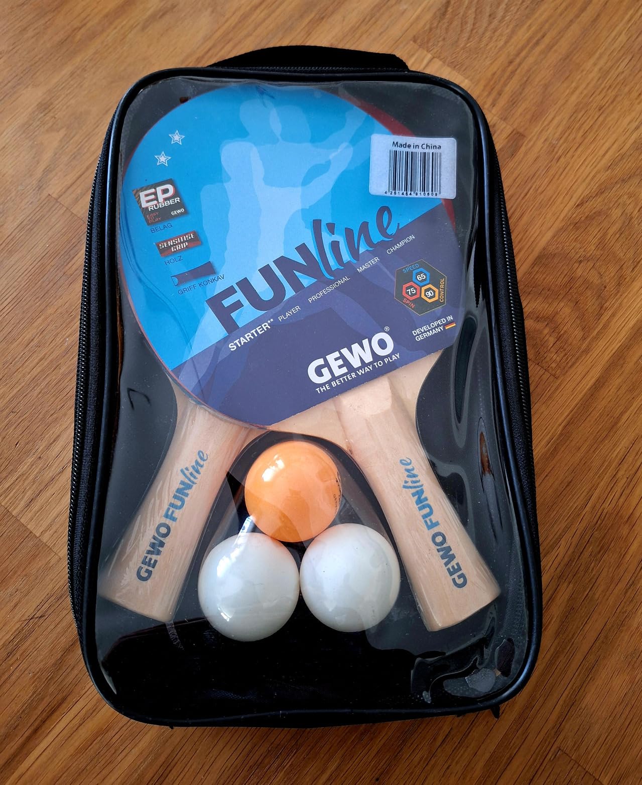 GEWO Fun Tischtennisset 2 Schläger 3 Bälle Tasche Hobby