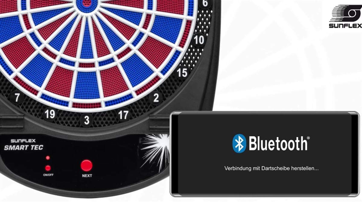 sunflex Smart Tec elektronische Dartscheibe +6 Pfeile Bluetooth